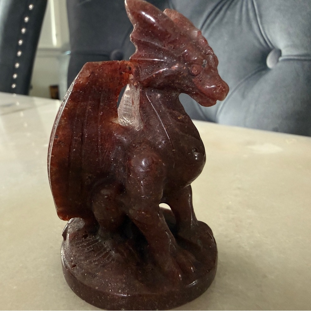 Natural Red Aventurine Dragon Carving Vitality Confidence Motivation Energy